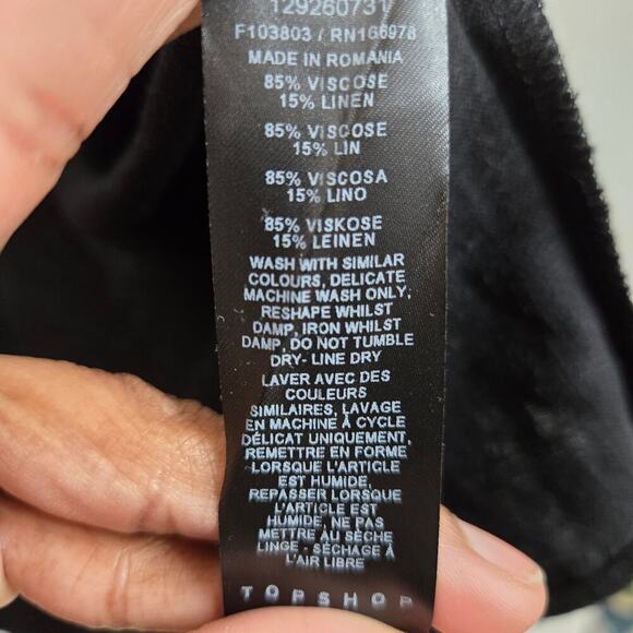 NWT Topshop Womens Black Lace-Up Blouse 8 Fairy Grunge Whimsigoth Dark Romantic - Picture 8 of 10